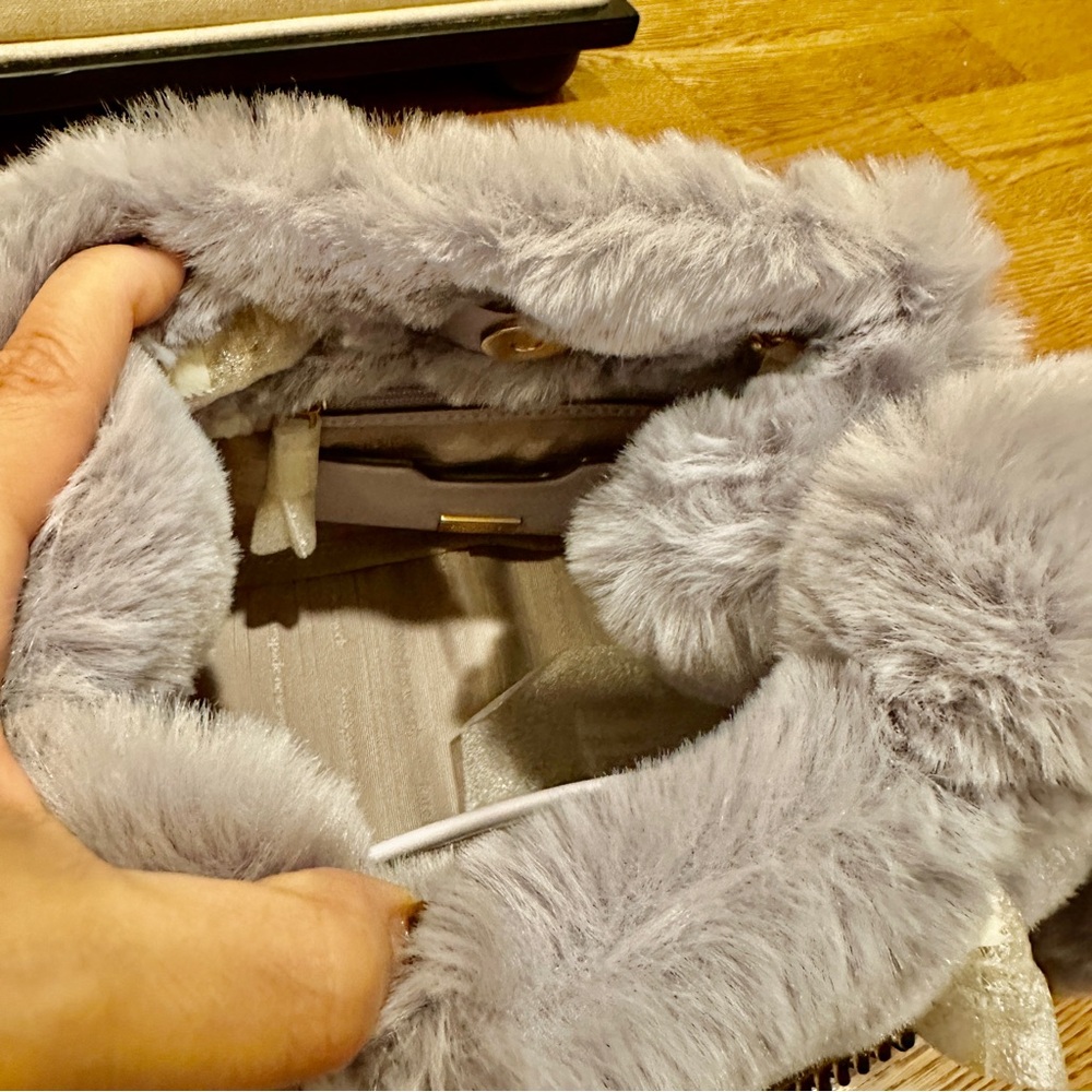 KATE SPADE Fluff Embellished Faux Fur Bucket Shoulder Bag | Lavender Bunny | NEW - Picture 5 of 8